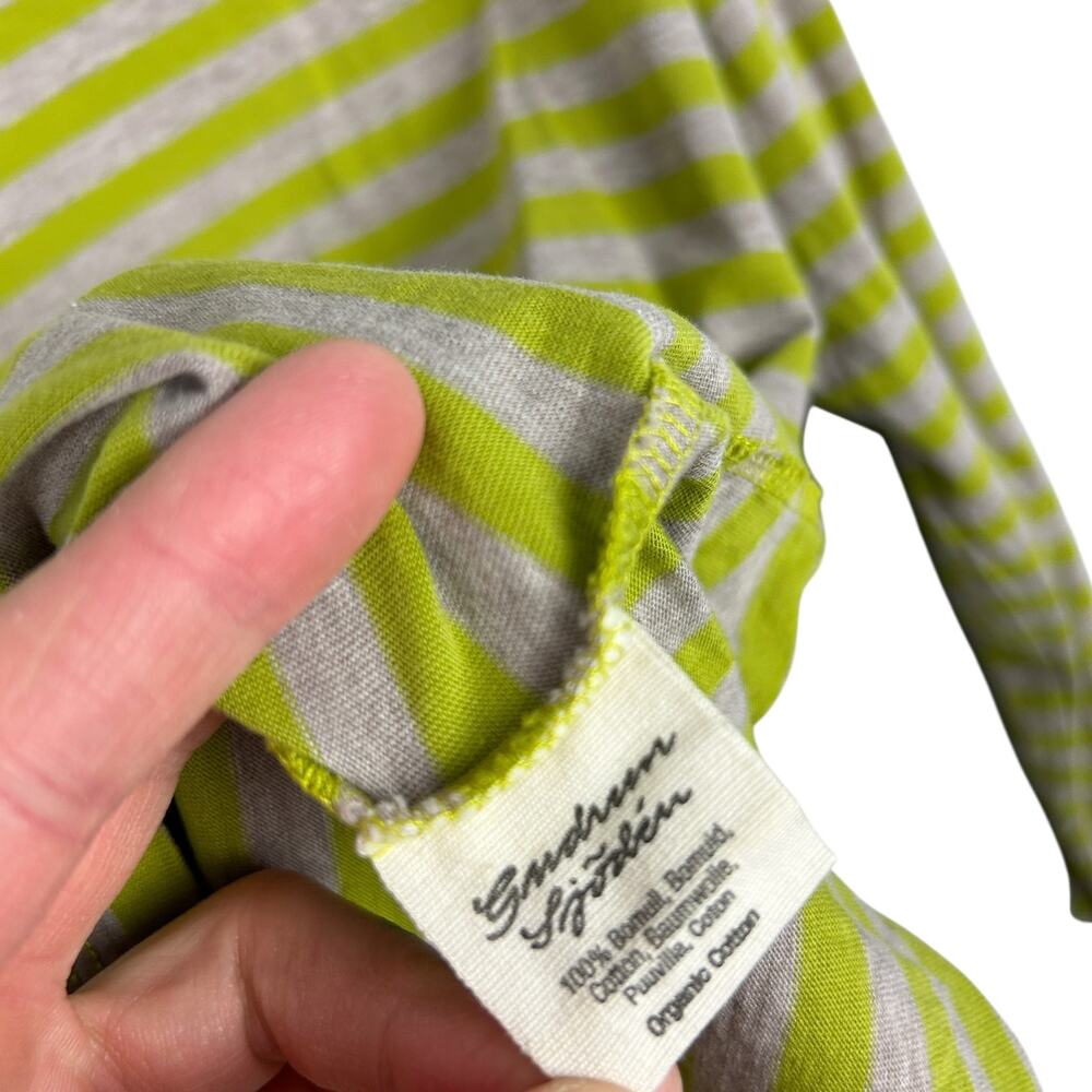 Gudrun Sjoden Long Sleeve Cream Green Striped Organic Cotton Tshirt M - Picture 5 of 6